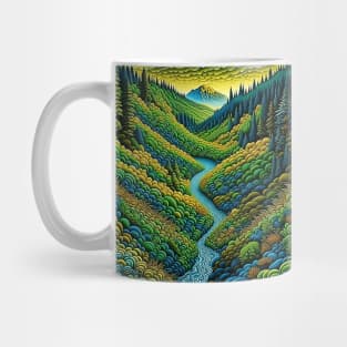 [AI Art] Green Valley, Optical Art Style Mug